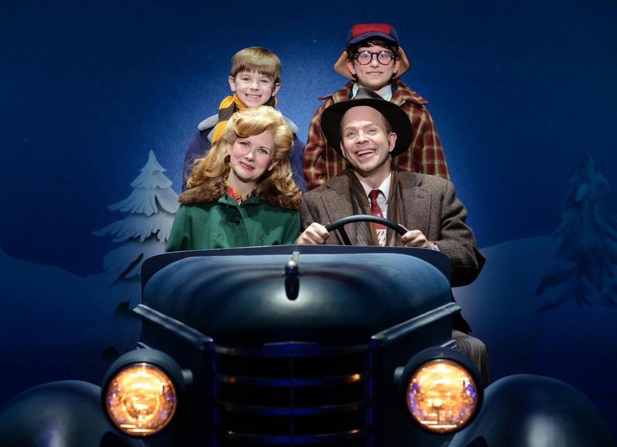Mother, the Old Man, Ralphie and Randy travel to get a Christmas tree in “A Christmas Story: The Musical.”