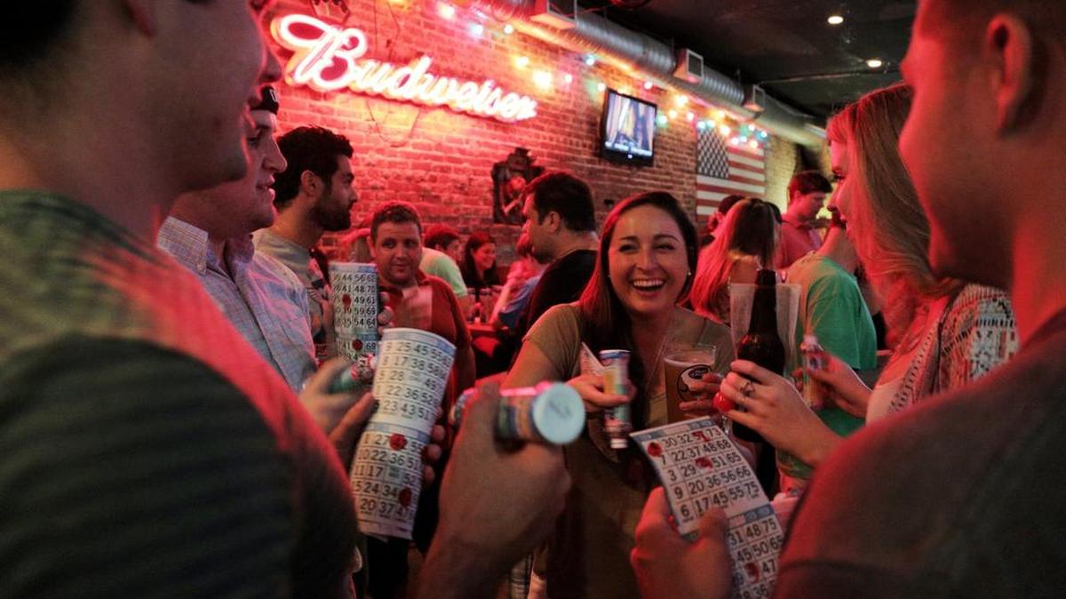 USC students enjoy a night of Bingo at Pinch in Five Points.