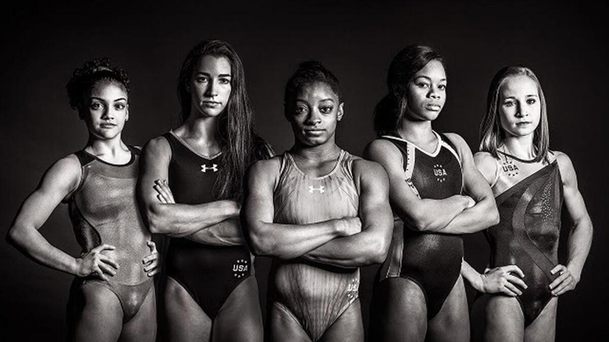 Gymnasts Laurie Hernandez, Aly Raisman, Simone Biles, Gabby Douglas and Madison Kocian will represent the United States at the Olympic Games next month in Rio.
