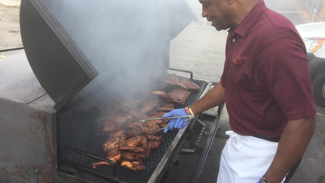 Milton Zanders tends the grill at his True BBQ restaurant in West Columbia.