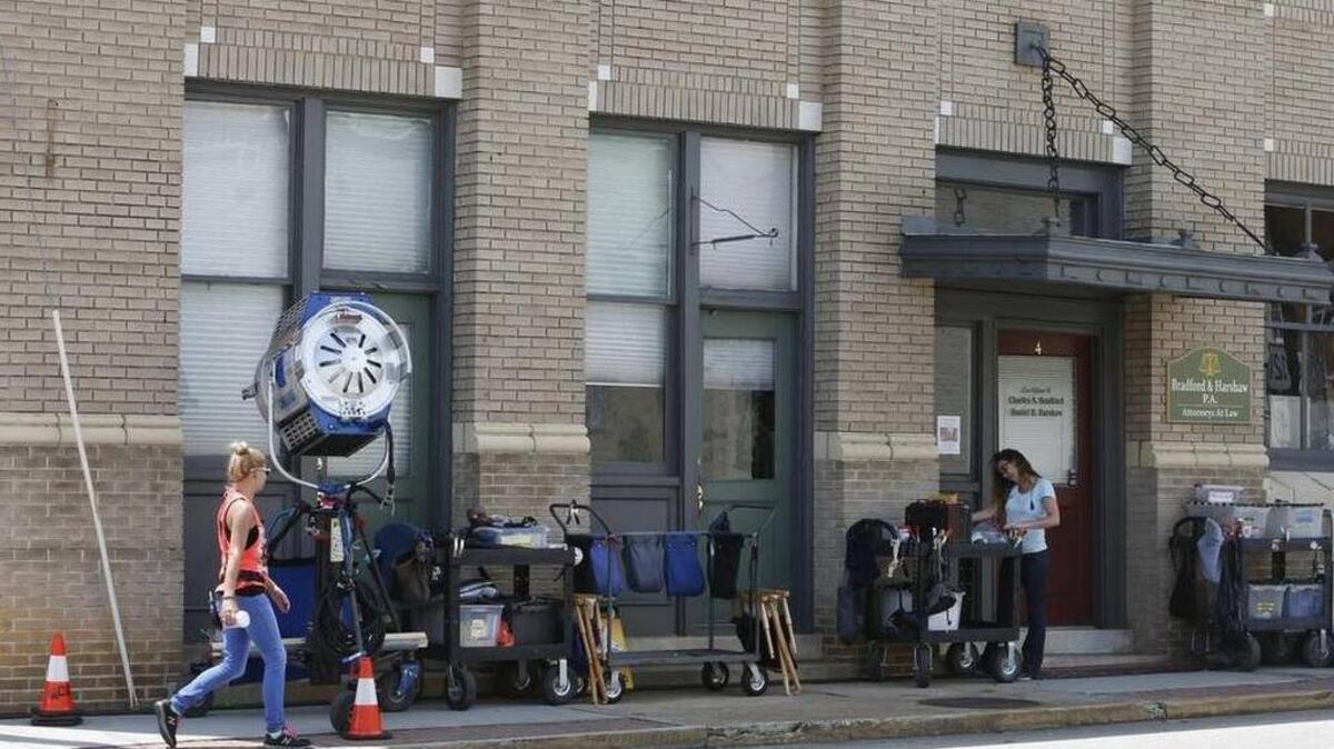 
The production company making “Outcast” was filming in York Tuesday. There is a mural of West Virginia painted at the corner of East Liberty and Congress. The filming was taking place in and around the old bank building at the corner of East Liberty and Congress Streets near the courthouse. 
