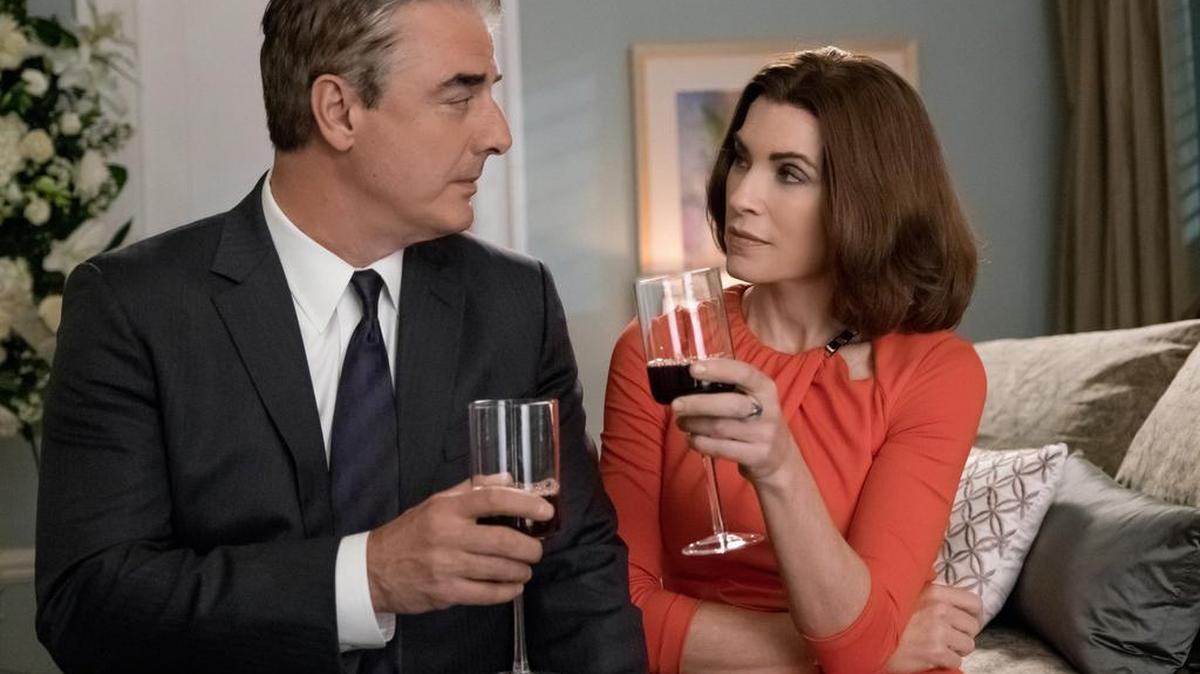 In this image released by CBS, Chris Noth portrays Peter Florrick, left, and Julianna Margulies portrays Alicia Florrick in a scene from "The Good Wife." After seven seasons, CBS will air the series finale on Sunday.