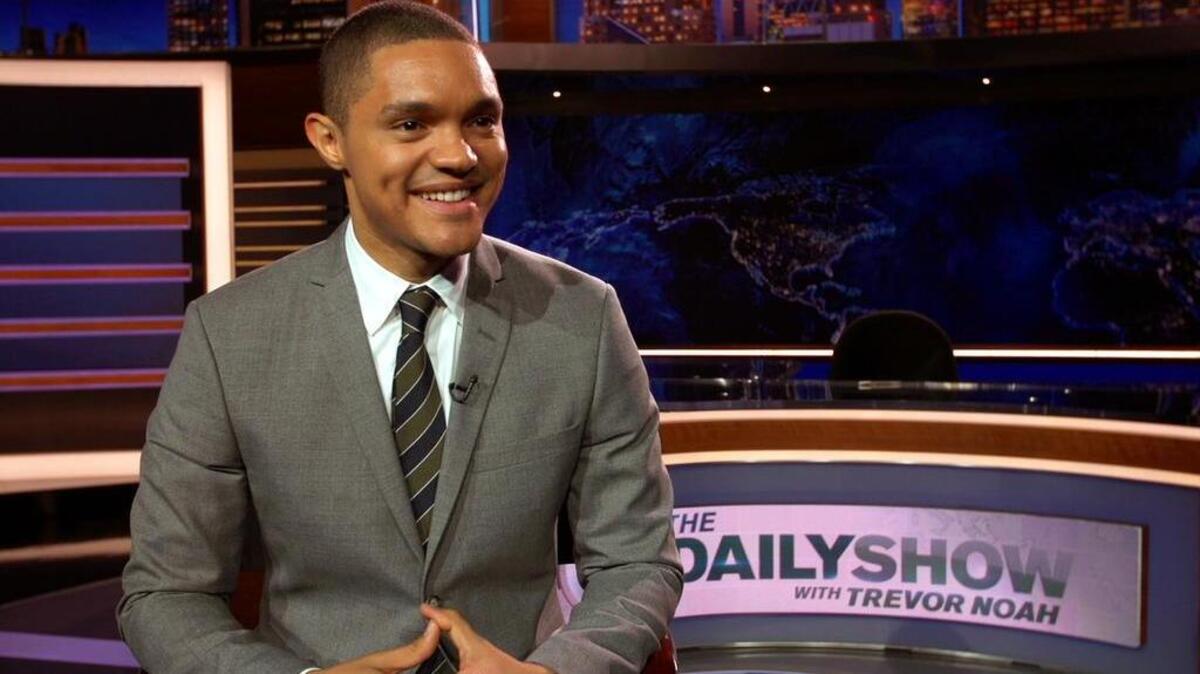 
In this Sept. 25, 2015, image taken from video, Trevor Noah appears on the set of his new show, “The Daily Show with Trevor Noah,” in New York. Noah takes over for Jon Stewart on Monday.
