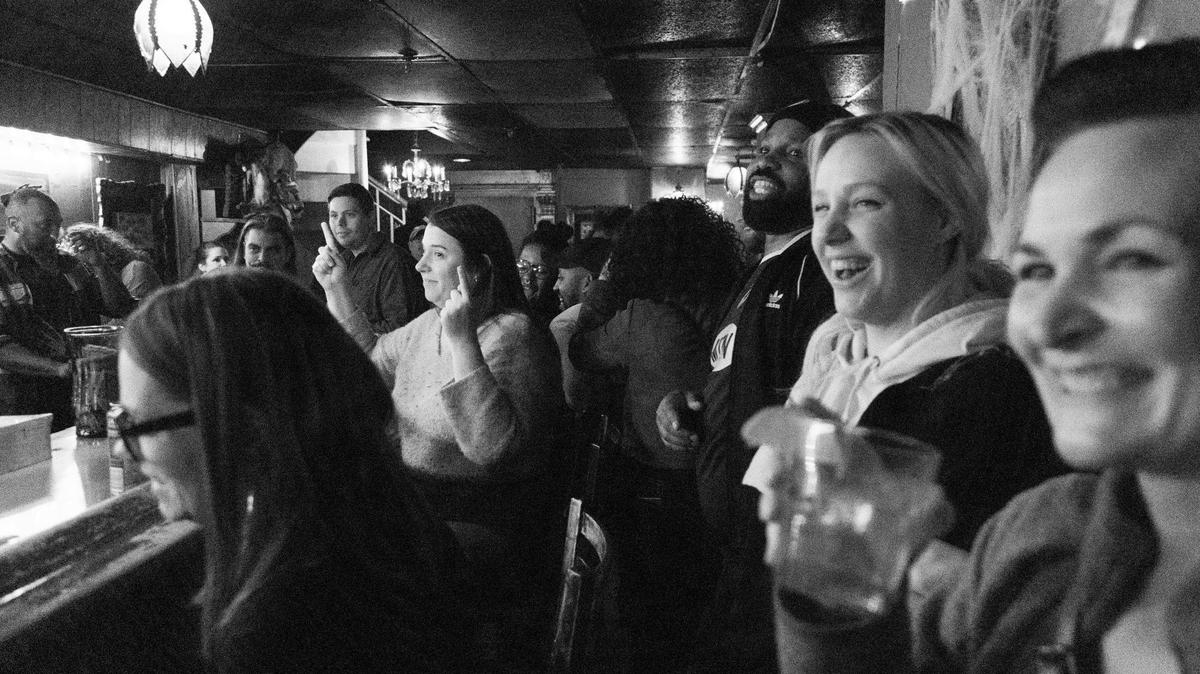 Customers pack into the bar on the last night The Whig was in business in 2022.