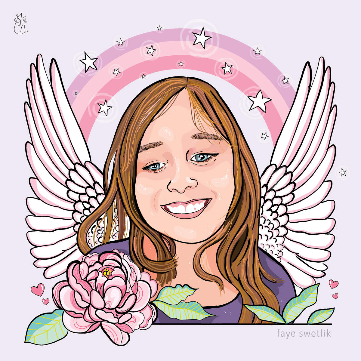Artist Gracie Newton was inspire to create a colorful portrait of Faye Swetlik.