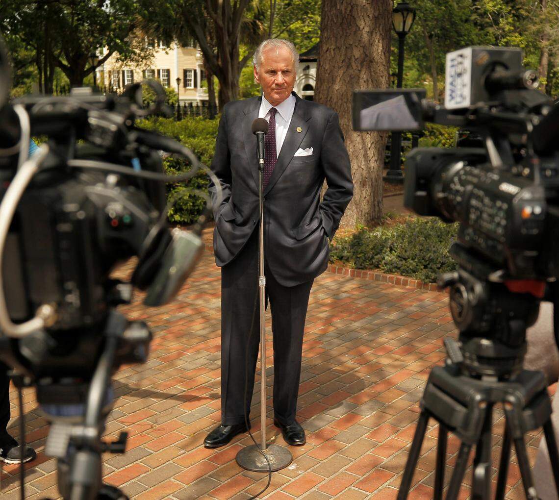 Gov. Henry McMaster fields questions from the media during a press conference at the S.C. Governor’s Mansion on Wednesday, April 20, 2022. (Photo by Travis Bell)