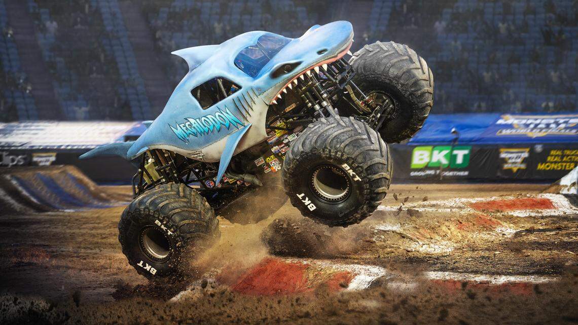 The shark-themed truck Megalodon will be among the vehicles roaring to life during Monster Jam at Colonial Life Arena April 9-11.