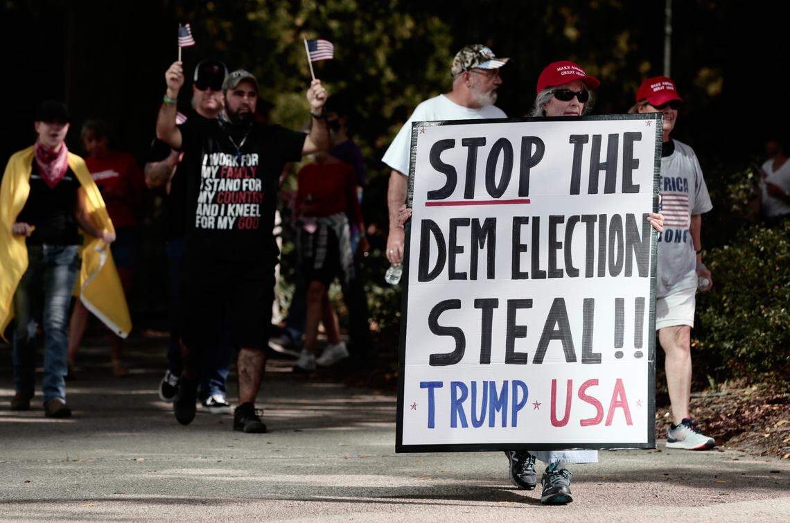 President Trump supporters rallied at the State House after Joe Biden was announced as the presidential election winner.