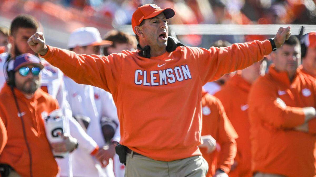 Clemson head coach Dabo Swinney during the third quarter of the TaxSlayer Gator Bowl at EverBank Stadium in Jacksonville, Florida, Friday, December 29, 2023. Clemson won 38-35.