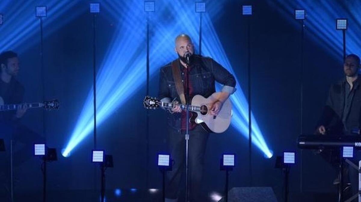 
Benton Blount from Greenville performs Tuesday night in the finals of ‘America’s Got Talent.’ Blount will find out Wednesday night whether he has won a $1 million prize and a Las Vegas contract.
