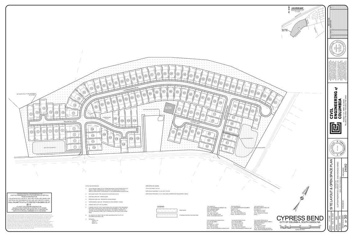 Plans for the proposed Cypress Bend subdivision in Columbia.