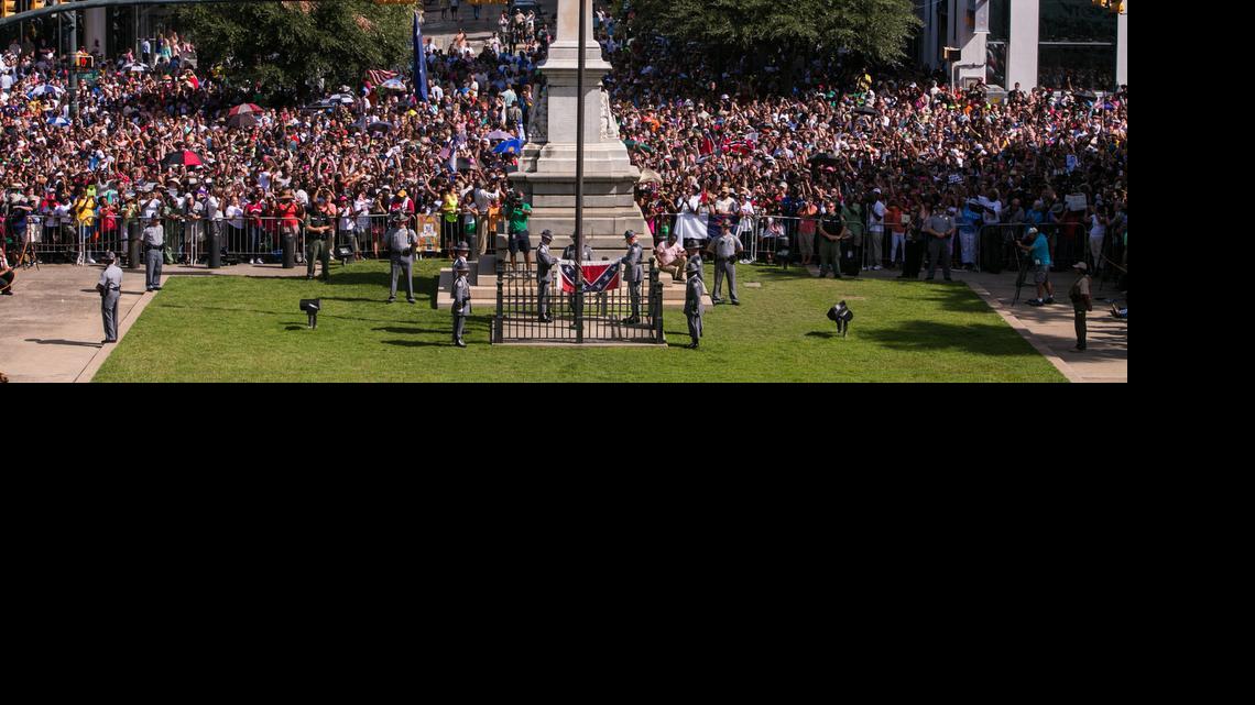 
The South Carolina Highway Patrol Honor Guard removed the Confederate Battle Flag from the State House grounds during a ceremony Friday. 

