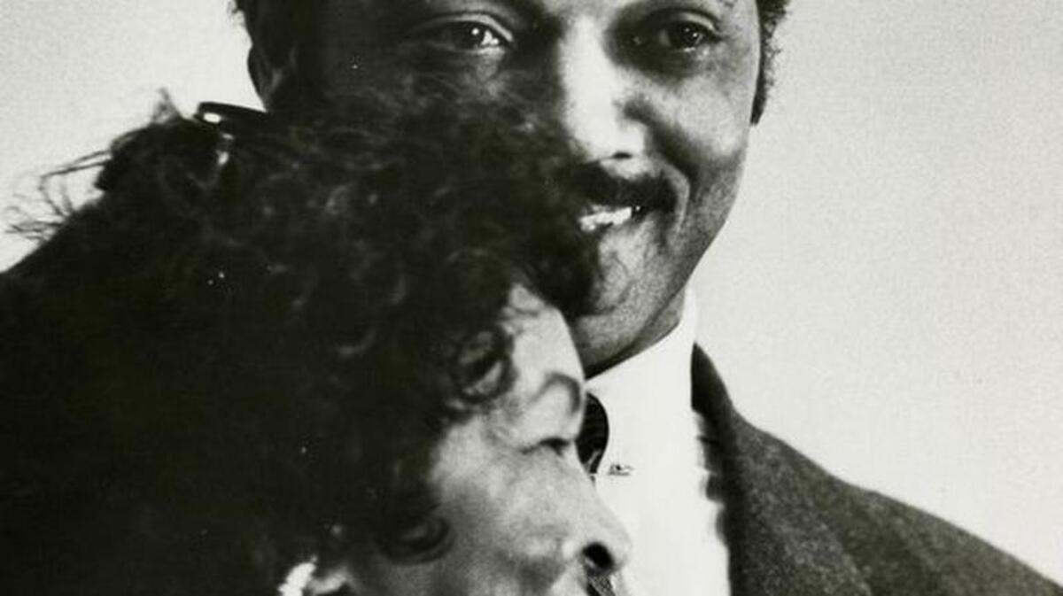 
The Rev. Jesse Jackson hugs his mother, Helen Jackson, during a January 28, 1984, appearance in his hometown of Greenville while he was seeking the Democratic nomination for president.
