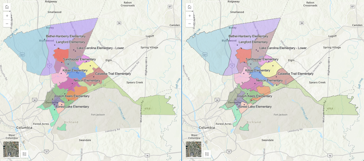 A map of the proposed attendance line changes in Richland 2.
