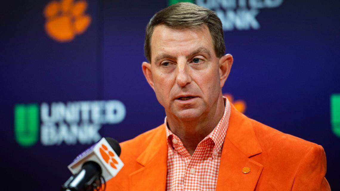 Clemson football Coach Dabo Swinney talks about Early National Letter of Intent Signing Day in the Smart Family Media Center December 20, 2023.