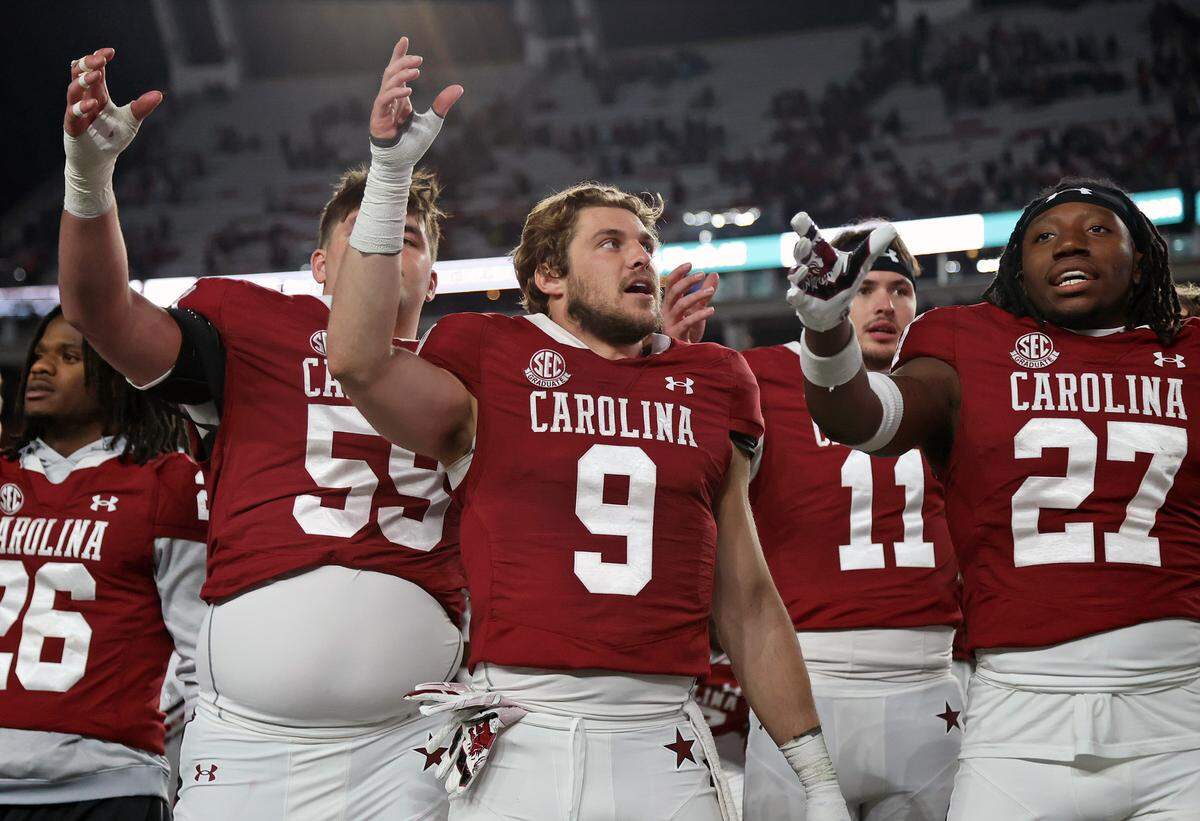 South Carolina’s Luke Doty and teammates in the final home game alma mater after Saturday’s game against Wofford at Williams-Brice Stadium.