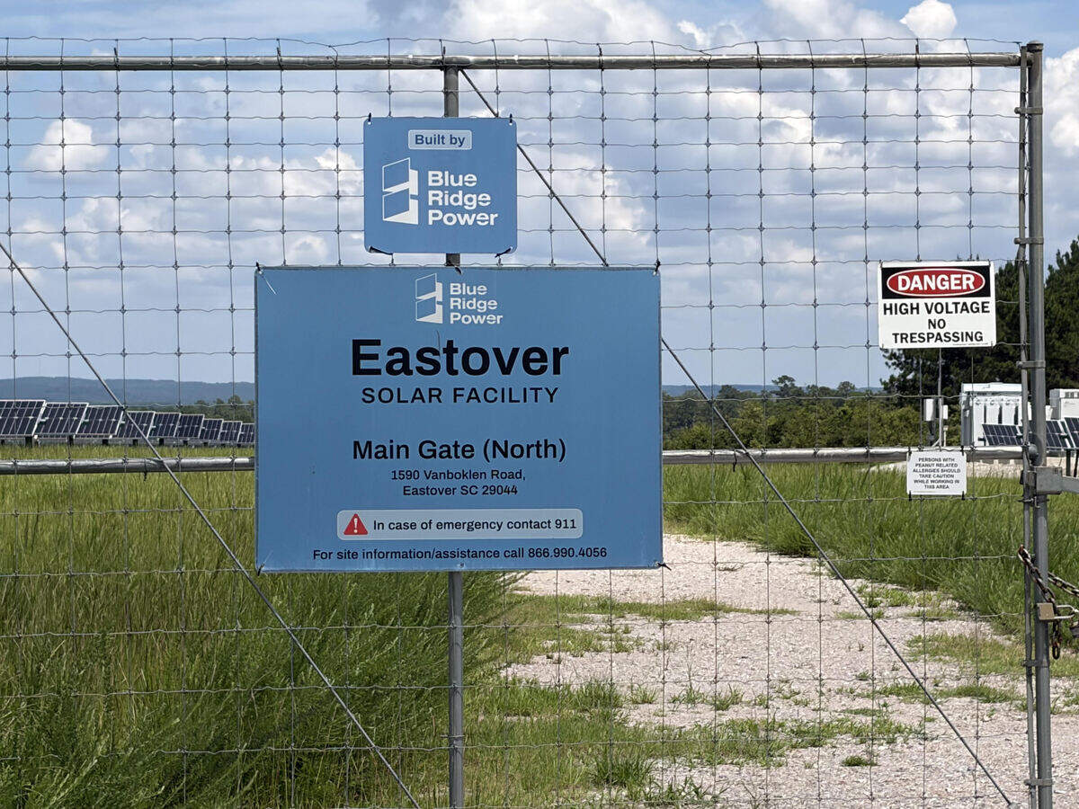 This solar farm in Eastover, S.C., helps provide power and diversity to the energy supply for South Carolina. But some neighbors are concerned that more farms will pop up. They say the farms are unsightly and are changing the rural character of the land.