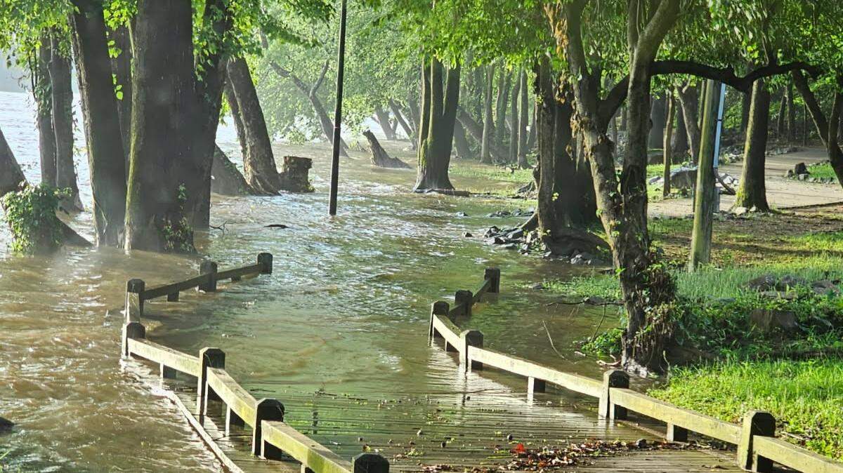 A portion of the West Columbia Riverwalk is closed due to flooding.