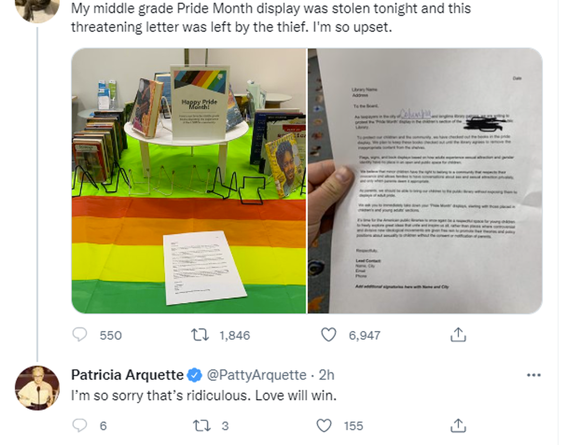 Someone opposed to children’s books with an LGBTQ focus appears to be protesting by checking out every book in a Pride Month display at a Columbia-area library.