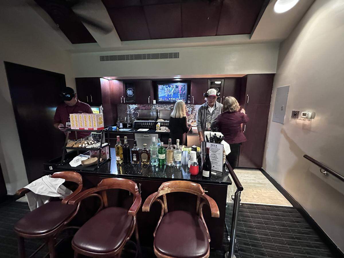 The view from inside Joe and Lisa Rice’s suite at Williams-Brice Stadium.