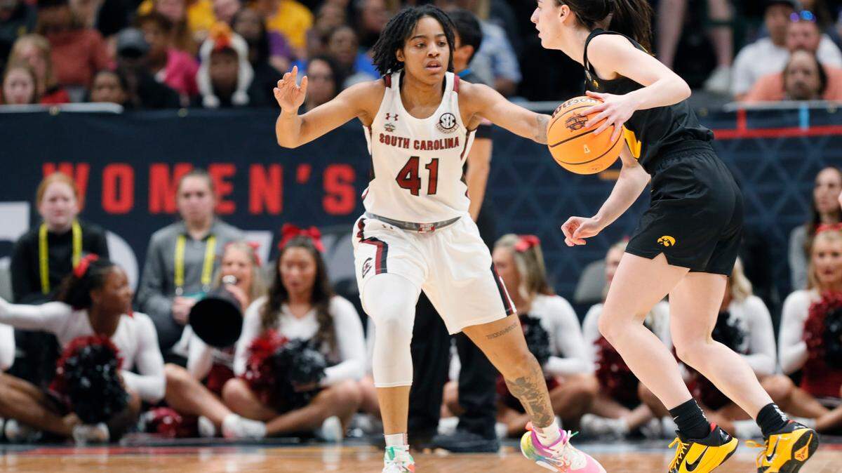 South Carolina Gamecocks guard Kierra Fletcher (41) plays Iowa in the NCAA Tournament Final Four game at the American Airline Center on Friday, March 31, 2023.