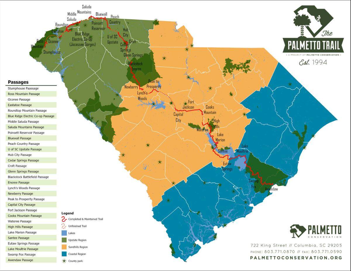 The Palmetto Trail is a mountains-to-the-sea walking path, some of which remains to be completed.