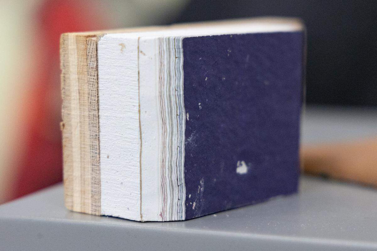A section of drywall recently removed from the Columbia Museum of Art on Friday, February 28, 2025. After repainting the gallery walls after each exhibit, new drywall is needed.