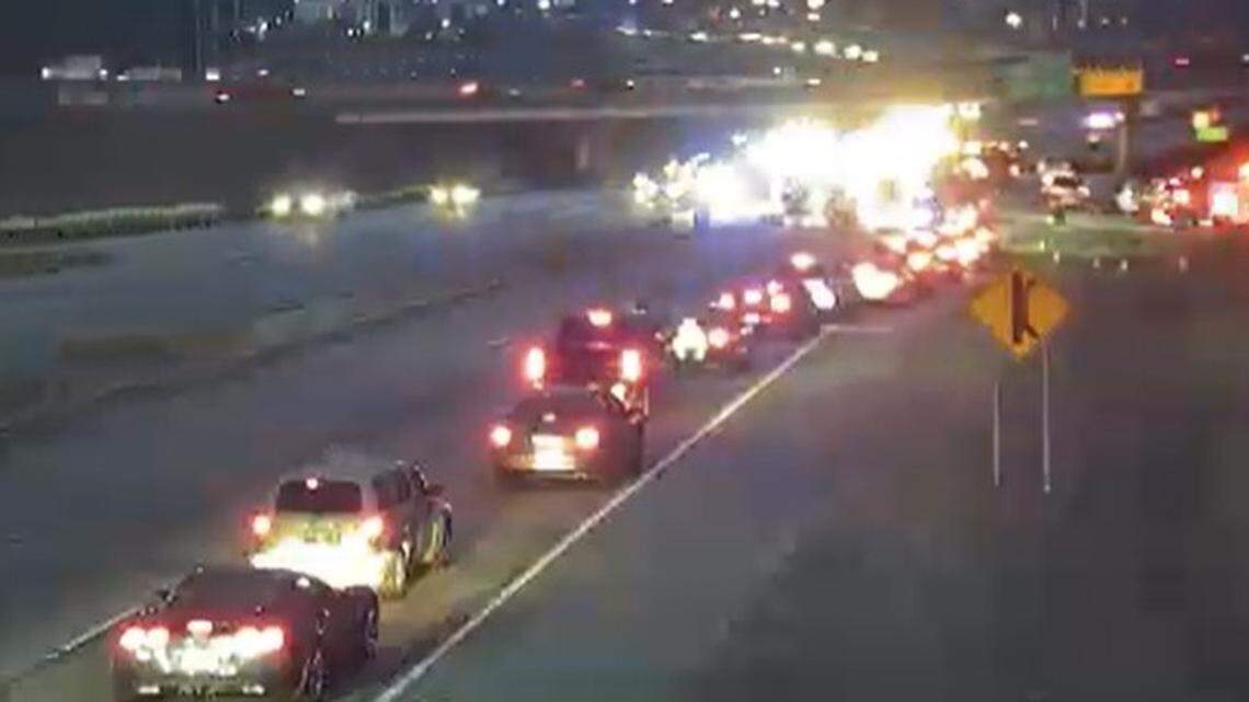 Crash blocks all westbound lanes on interstate near Malfunction Junction