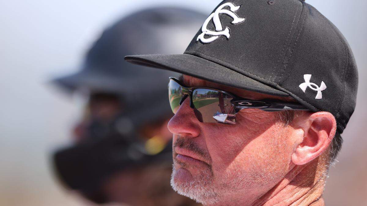 South Carolina interim head coach Monte Lee looks on during the Gamecocks’ game against Arkansas at Founders Park in Columbia on Sunday, March 22, 2026.