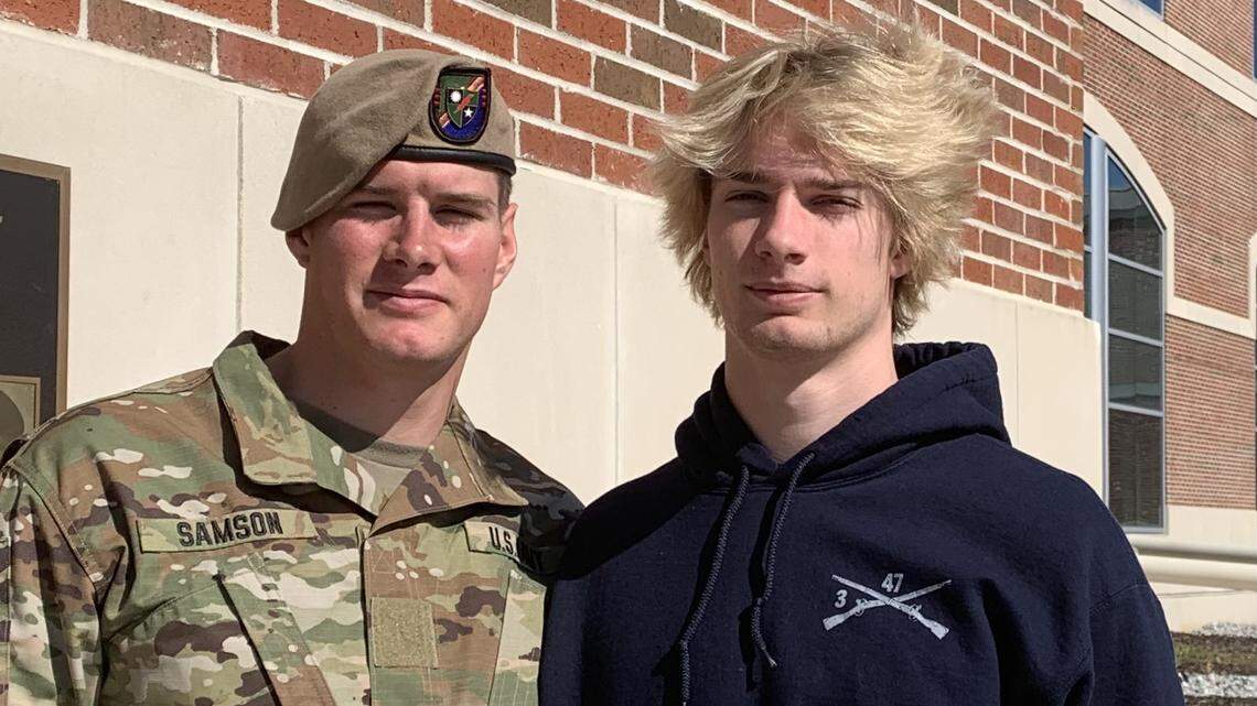 South Carolina receiver signee Landon Samson (right) and his brother, Gavin (left), are hoping Gavin will join the Gamecocks football program when he concludes his time in the U.S. Army.