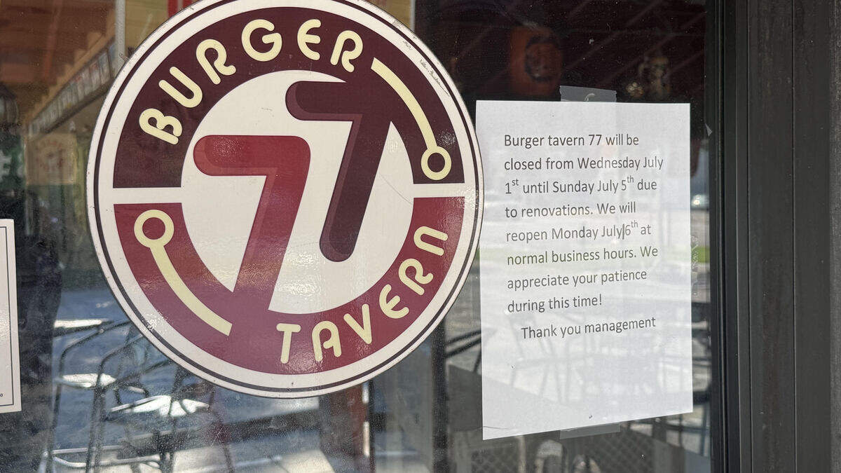 After closing for a five-day renovation period, Burger Tavern 77’s closure appears to have been extended