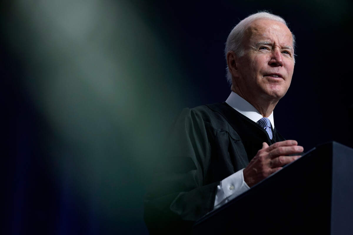 President Joe Biden delivers the keynote address at the South Carolina State University’s 2021 Fall Commencement Ceremony in Orangeburg, S.C., Friday, Dec. 17, 2021.(AP Photo/Carolyn Kaster)