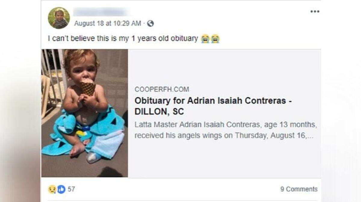 The mother of Adrian Isaiah Contreras posts about her son’s death on Facebook.