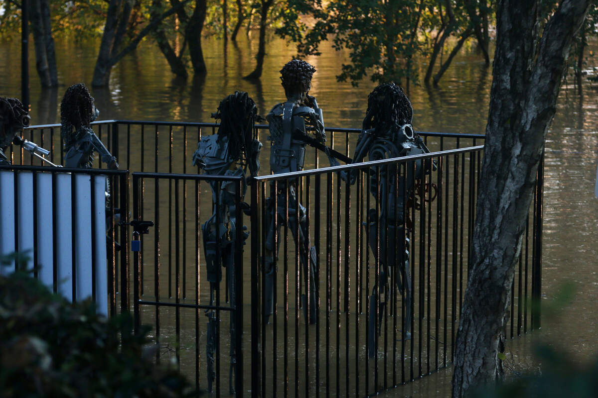 The West Columbia Riverwalk Amphitheater was underwater the morning of Sept. 30, 2024, as the Congaree River exceeded 30 feet following Hurricane Helene.
