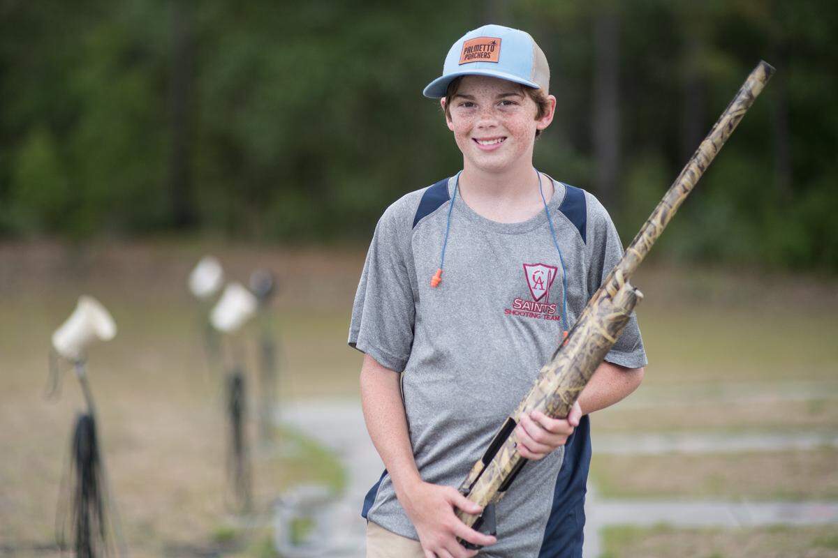 Cross Barker of Christian Academy poses for a photo at the Mid-Carolina Gun Club during the South Carolina State High School Clay Target League championships Saturday, June 8, 2019, in Orangeburg, S.C.
