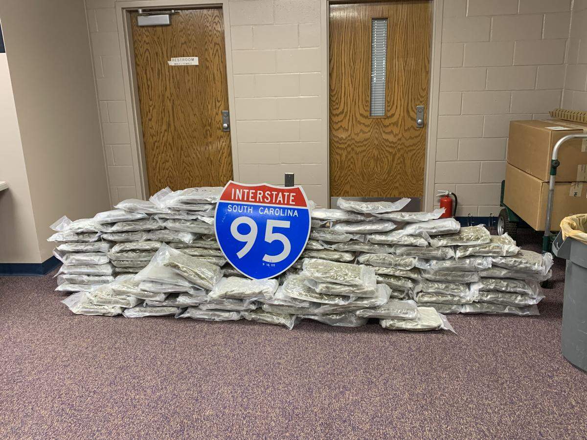 Deputies found 114 lbs of marijuana on a commercial passenger bus driving down I-95 through Florence County, South Carolina, the sheriff’s office said.