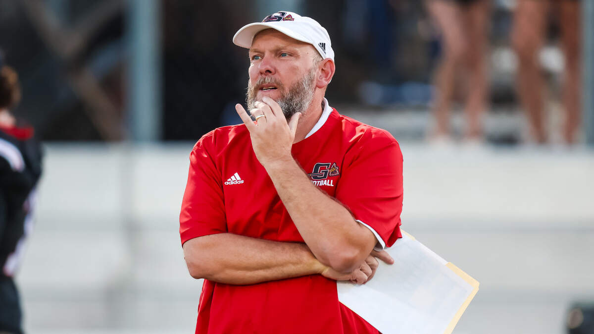 Gilbert Indians head coach Chad Leaphart directs his team against the Lexington Wildcats during their game at Gilbert High School Friday, Sept. 15, 2023.