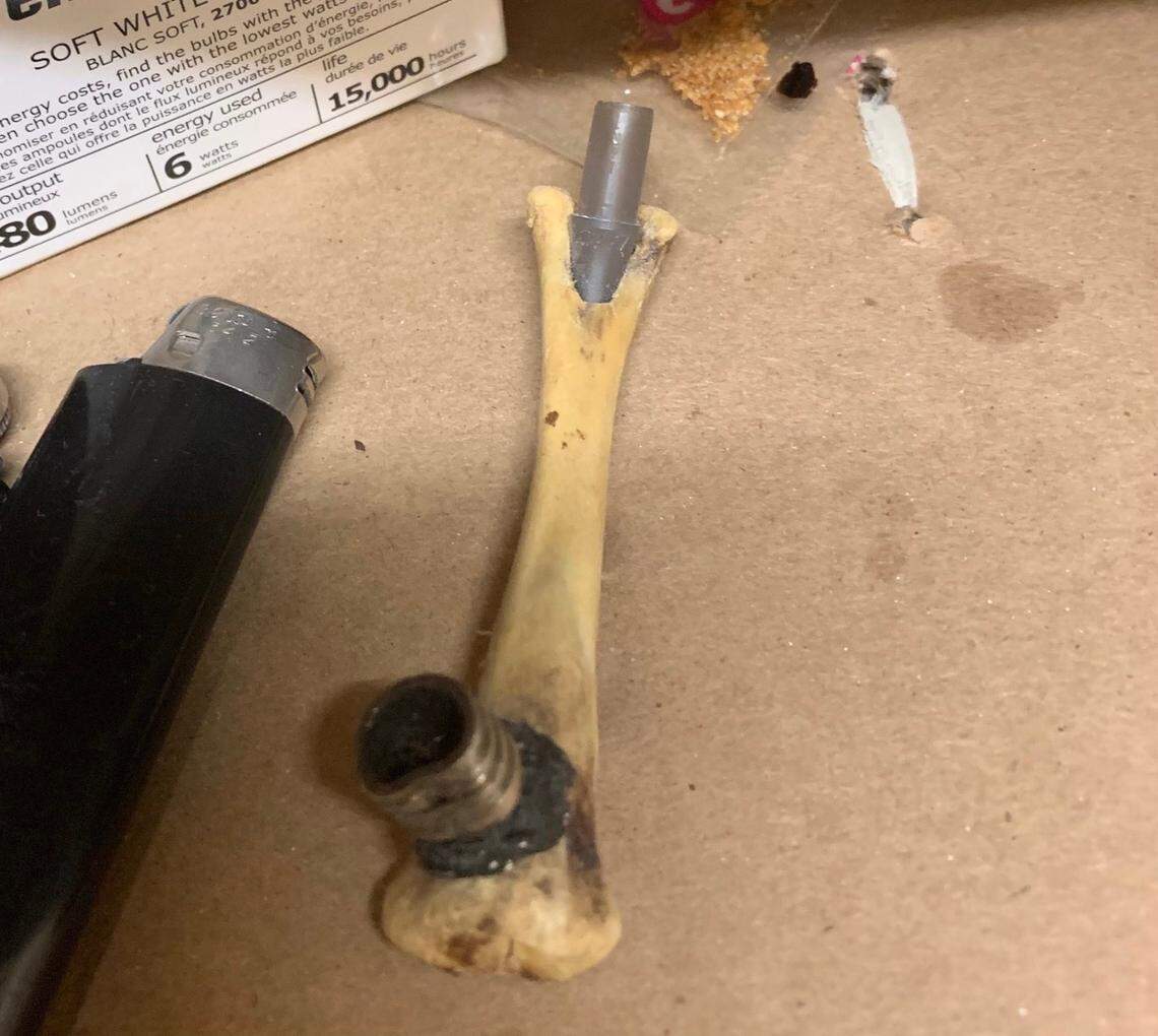 A bong made out of a chicken bone was among the items found in a prison in Columbia.