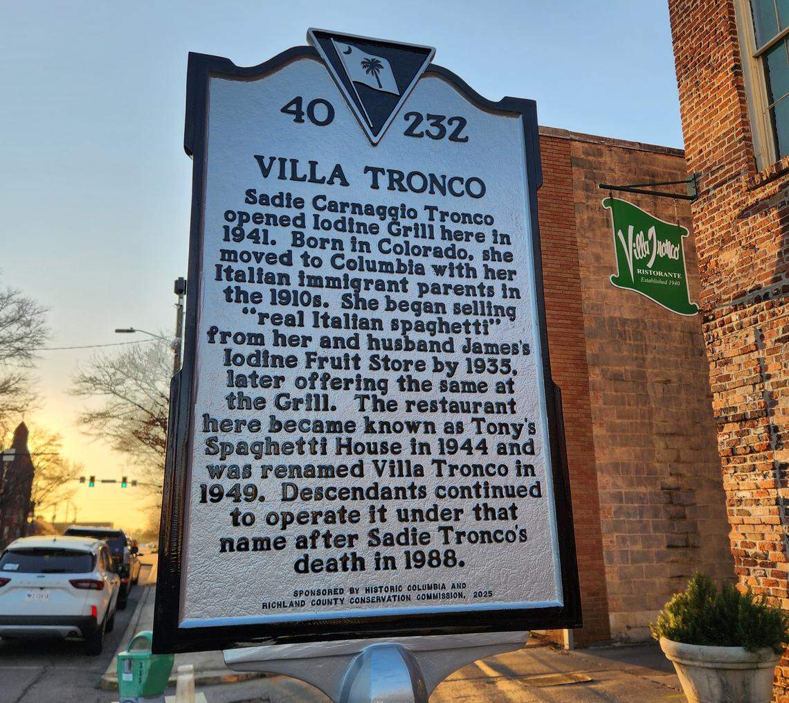 A new historic marker has been placed in front of Villa Tronco, the long-running Italian restaurant at 1213 Blanding St. in downtown Columbia.