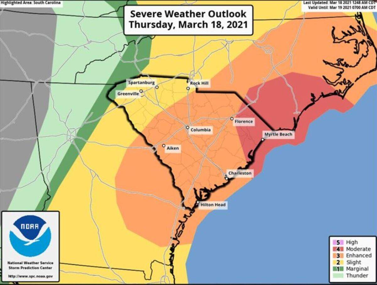 Severe weather is forecast to affect the Midlands Thursday.