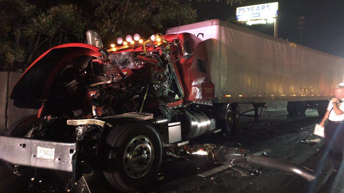 One of two tractor trailers involved in a multi-vehicle crash on I-26 Thursday night blocked traffic.