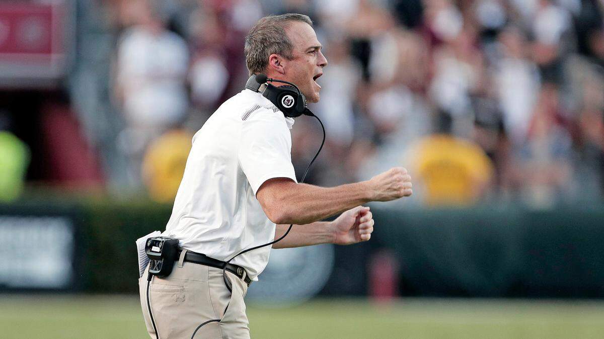 South Carolina Gamecocks head coach Shane Beamer during his team’s game against Troy at Williams-Brice Stadium on Saturday, October 2, 2021.