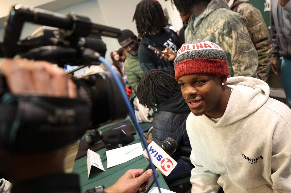 Josh Smith committed The University of South Carolina during a signing ceremony at Dutch Fork High School on Wednesday Dec. 4, 2024.