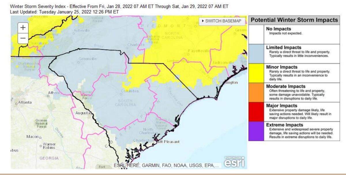 More snow could be recorded in the Midlands, according to the National Weather Service.