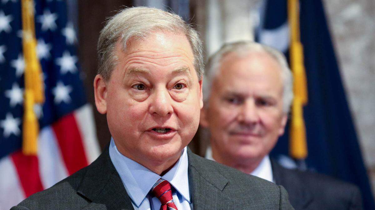 S.C. Commerce Director Harry Lightsey, left, and Gov. Henry McMaster applauded a factory expanding its operation in the Palmetto State.