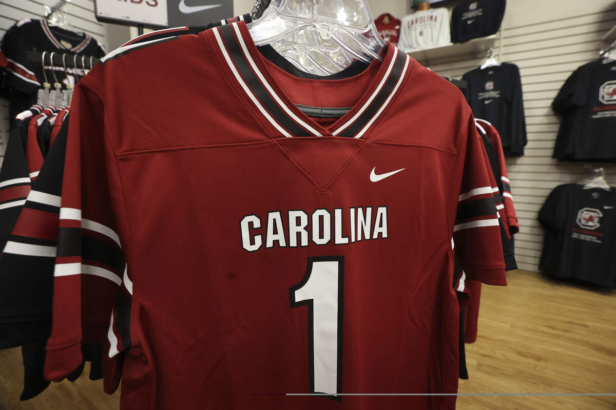 Gamecock Traditions in Lexington has Nike logo Gamecock apparel ready for customers when they open on Wednesday, July 1, 2026.