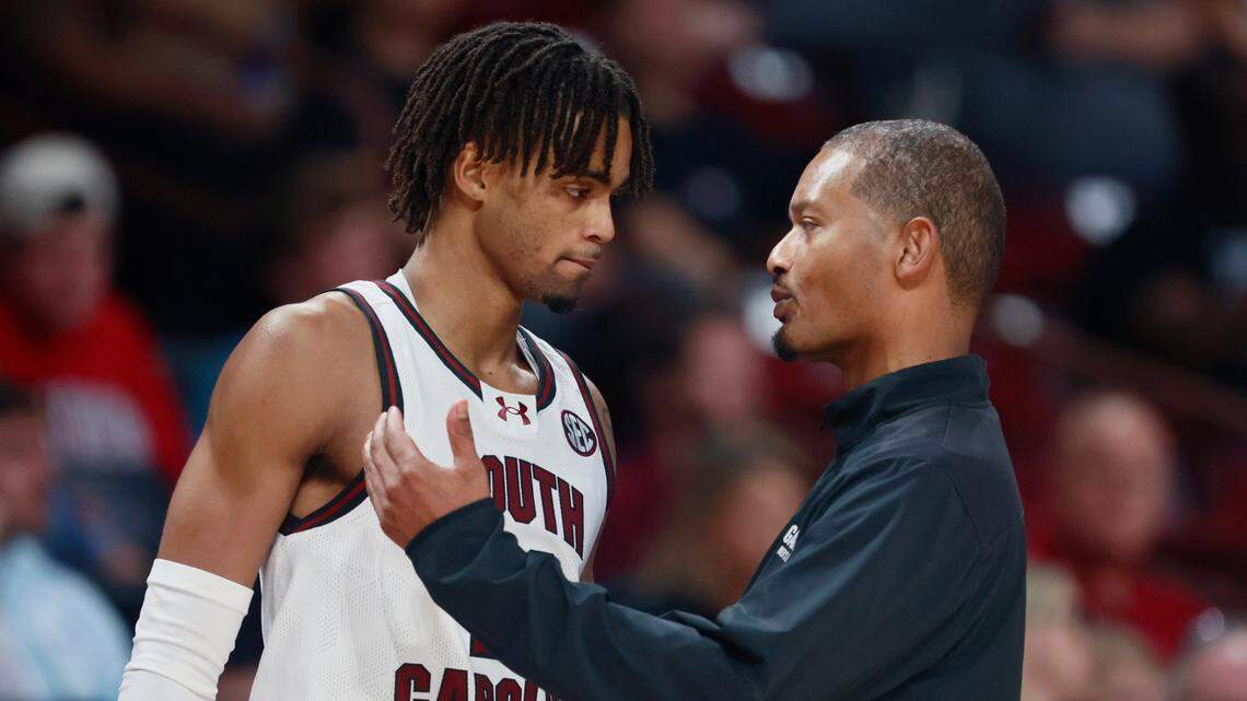 South Carolina Guard Cam Scott (23) plays SC State at Colonial Life Arena on Friday, November 8, 2024.