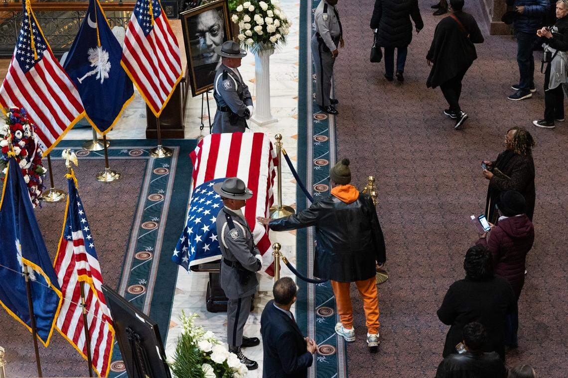 Rev. Jesse Jackson lays in state at the South Carolina State House on Monday, March 2, 2026.