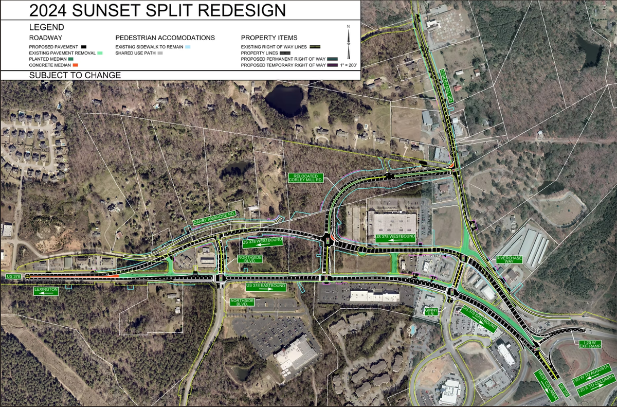 The planned development of the “Sunset Split,” along U.S. 378 and Interstate 20 in Lexington, S.C.