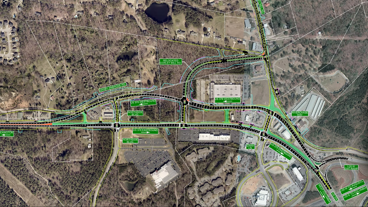 The planned development of the “Sunset Split,” along U.S. 378 and Interstate 20 in Lexington, S.C.
